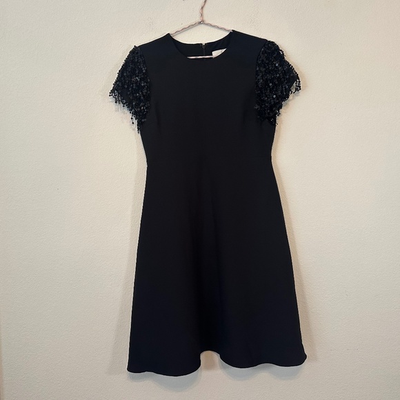 KATE SPADE - Sequin Fringe Swing Black Cap Sleeve Mini Cocktail Dress - Picture 2 of 9